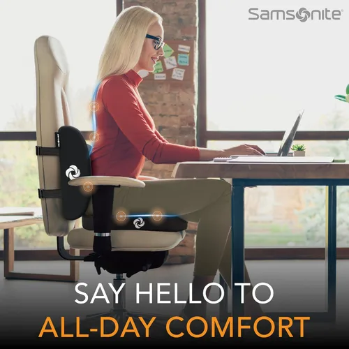 Vista 2 de Samsonite Cojín ergonómico para asiento y cojín de apoyo lumbar, silla de oficina de espuma viscoelástica para soporte de espalda, asiento
