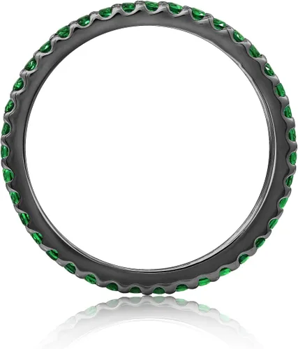 Vista 2 de Tienda Collection Plated Sterling Silver Round-Cut All-Around Band Ring made with Infinite Elements Zirconia