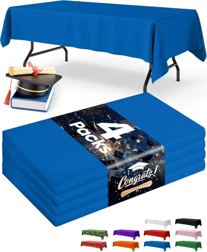 Vista 40 de Mantel de bandera estadounidense, paquete de 4 manteles patrióticos desechables de 54 x 108 pulgadas para mesas de 6 pies, decoraciones del 4