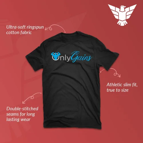 Vista 2 de Only Gains Camiseta divertida de regalo de fitness para chicos