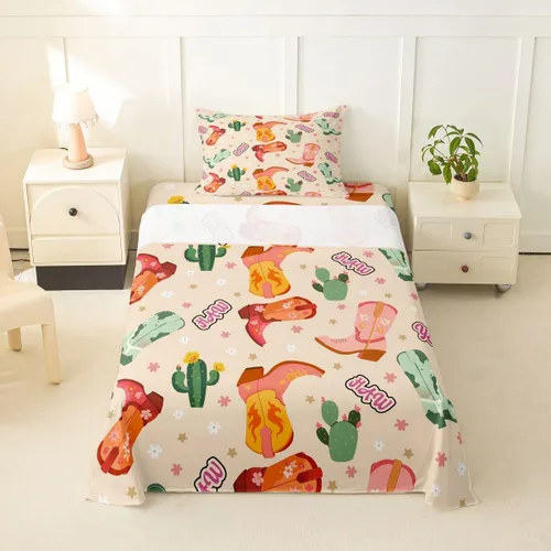 Vista 21 de Erosebridal Western Cowgirl Sheet Set Twin Western Cowboy Bed Sheets for Kids Boys Girls Horseshoe Boots Southwestern Flat Fitted Sheet Wild West