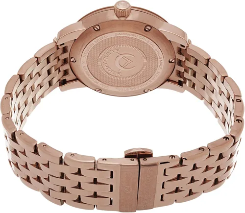 Vista 2 de Alexander Reloj analógico de cuarzo para hombre con correa de acero inoxidable A111B-07, NegroOro rosa, Pulsera