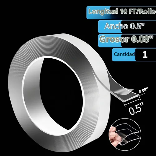 Vista 2 de Art3d Cinta de doble cara (10 pies), sin rastros, extraíble, reutilizable, lavable - Cinta multiusos como se ve en la televisión