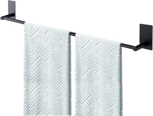 Vista 16 de Barra de Toalla Adhesiva Negra de 9 Pulgadas, Soporte de Toalla de Baño Adhesivo, Soportes de Toalla de Mano, Sin Perforación en la Pared - Negro