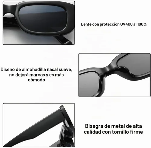 Vista 4 de Dollger - Lentes de sol rectangulares para mujer y hombre, gafas de moda retro, protección UV 400, armazón cuadrado A: negro y marrón leopardo