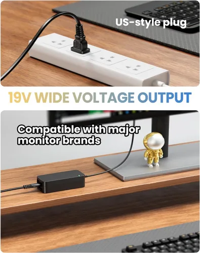 Vista 4 de 19V Power Cord for LG Monitor & Samsung TV Replacement Power Adapter