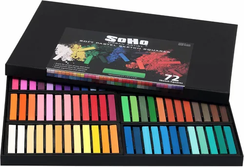 Vista 7 de Soho Urban Artist Juego de 72 cuadrados suaves y delgados para bocetos en colores pastel – Ricamente pigmentados, colores vibrantes suaves