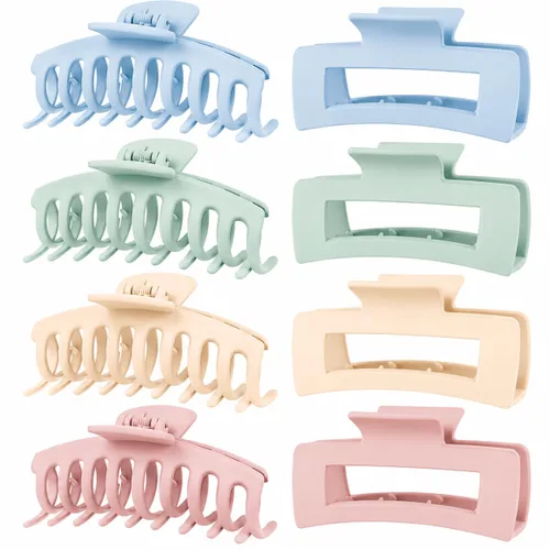 Vista 11 de TOCESS Paquete de 8 pinzas grandes para el cabello para mujer, pinzas grandes para cabello fino y grueso, rizado, agarre fuerte de los años 90, 4.33
