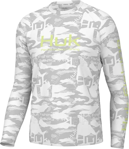 Vista 37 de Huk Pursuit Vented LS para hombre Refracción Fish Fade - San Sal/Wahoo