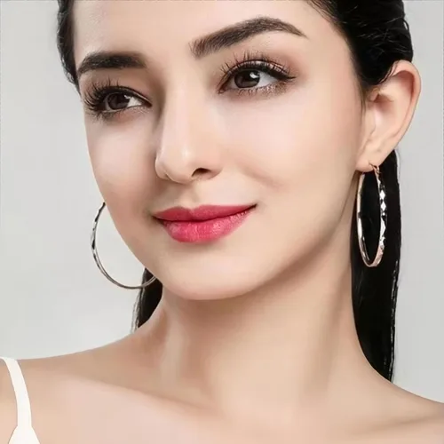 Vista 3 de Aretes de aro de plata de ley para mujer, 3 pares de arracadas grandes de plata chapada en oro blanco de 14 quilates, hipoalergénicos, ligeros