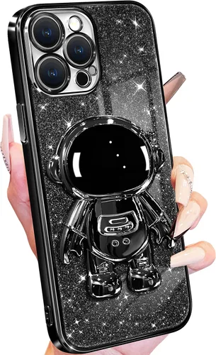 Vista 33 de Buleens Funda para iPhone 11 Pro Max Astronauta, Fundas Transparentes para iPhone 11 ProMax con Papel con Purpurina y Soporte de Astronauta, Mujeres