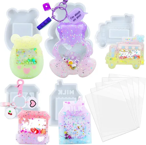 Vista 15 de Conjunto de moldes agitadores de resina, dijes kawaii, paquete de 41 bandejas de silicona, kit de botella aplicadora con punta de precisión, paquete