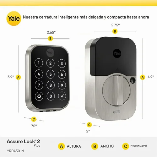Vista 6 de Yale Assure Lock 2 Touch Plus Apple Home Keys - Cerrojo con Wi-Fi, color negro