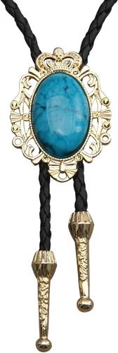 Vista 407 de Jeilwiy Corbata de bolo para hombre, corbata de vaquero occidental, collar de corbata de bolo dorado, corbata de cuero, corbata de Halloween