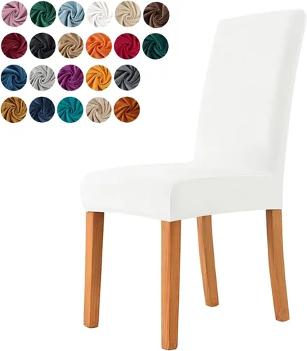 Vista 24 de Juego de 6 fundas para sillas de comedor, fundas elásticas de terciopelo para sillas de comedor, extraíbles y lavables, fundas protectoras