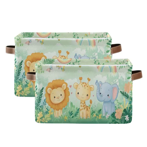 Vista 25 de Emelivor ABC - Contenedor de almacenamiento plegable con asa rectangular impermeable ABC Dinosaurios cesta para almacenamiento cubo organizador