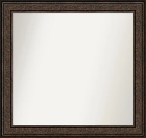 Vista 1124 de Amanti Art Espejo de pared personalizado no biselado (25 x 25 pulgadas), marco de bronce acentuado, varios tamaños personalizados, espejo de baño