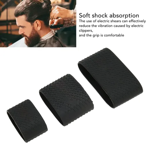 Vista 4 de Clipper Bands, paquete de 3 bandas profesionales de silicona negra deslizante, calor eléctrico, manga protectora, bandas de corte eléctrico