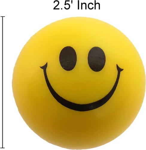 Vista 3 de Pelotas antiestrés esponjosas y esponjosas de cara sonriente (paquete de 12 piezas)