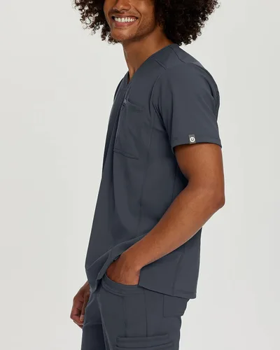 Vista 2 de Urbane Impulse 9911 - Camiseta médica con cuello en V y ajuste a la medida extrema elástica para hombre