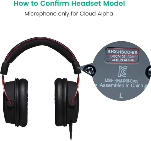 Vista 2 de Micrófono de juego de repuesto para auriculares Kingston HyperX Cloud Alpha Gaming, 0.138in para auriculares