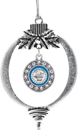 Vista 128 de Inspired Silver - Adorno con dije de cara de carlino - Adornos navideños de círculo de plata con joyas de circonita cúbica