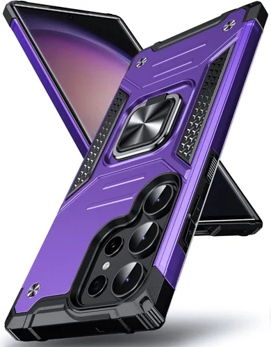 Vista 38 de DASFOND Diseñada para funda Galaxy S8 con soporte, anillo metálico giratorio mejorado de 360°, soporte kickstand de grado militar, resistente a