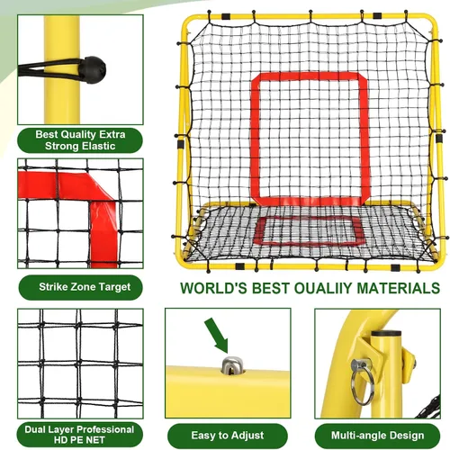 Vista 23 de BaseGoal Baseball Rebounder Net with Pitching Target,Easy Adjustable Angles Multi-Sport Training Rebound Screen, multi-angle pitch back; Strike