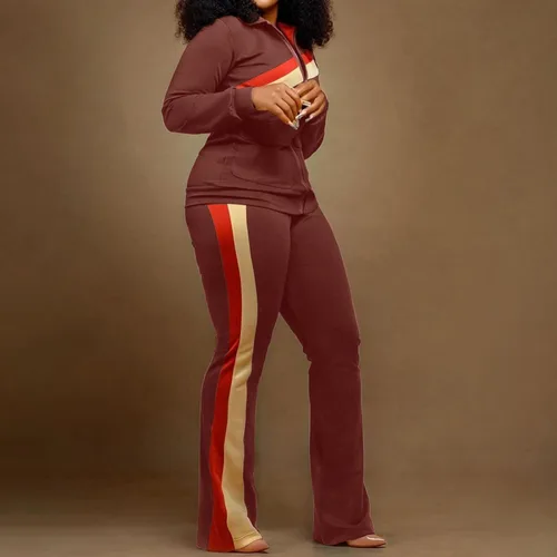 Vista 3 de DUOWEI Conjunto de ropa de esquí para mujer, ropa deportiva de moda, pantalones de dos piezas, conjunto de bolsillo, trajes de chándal para mujer