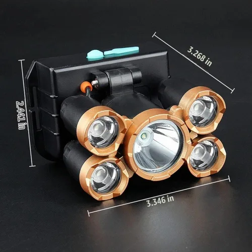 Vista 6 de Faros delanteros ultra brillantes de 10000 lúmenes, impermeable, linterna LED, linterna de trabajo, recargable, 4 modos, lámpara de cabeza