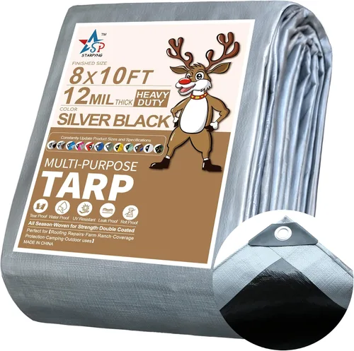 Vista 34 de STARPYNG-12 Mil Pink/Silver 5x20 Feet Tarp-Heavy Duty Poly Tarp-Cover,Waterproof, UV Resistant, Weather Resistant, Cover Cars, Boats