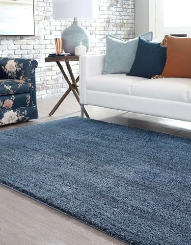 Vista 3 de Unique Loom Shaggy Chic Collection Alfombra de área, lanudo (2' x 3' 1", rectangular, azul arándano)