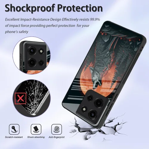 Vista 92 de Funda para Motorola Moto Edge 2022, cubierta trasera de vidrio templado con protector de pantalla, funda protectora a prueba de golpes para Motorola