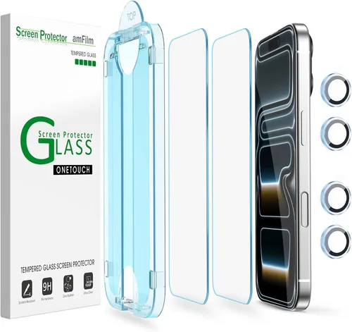 Vista 7 de amFilm OneTouch Protector de pantalla de vidrio para iPhone 11 Pro (5.8 pulgadas) con kit de fácil instalación, vidrio templado, paquete de 2