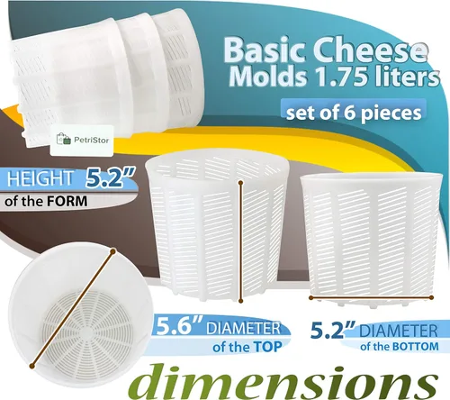 Vista 3 de PetriStor Molde de queso suave para hacer queso de 1.85 cuartos de galón, molde para hacer queso, molde en forma de queso crema, suministros caseros