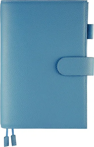 Vista 15 de A5 Funda de cuero para planificador de Hobonichi Cousin, Stalogy, Midori, Leuchtturm1917, y más - con presilla para bolígrafo, ranuras para Negro