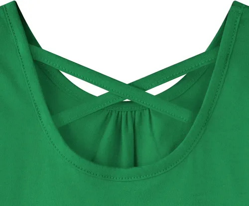 Vista 4 de Noomelfish Camisetas sin mangas de algodón suave con espalda cruzada para niñas (3-12 años)