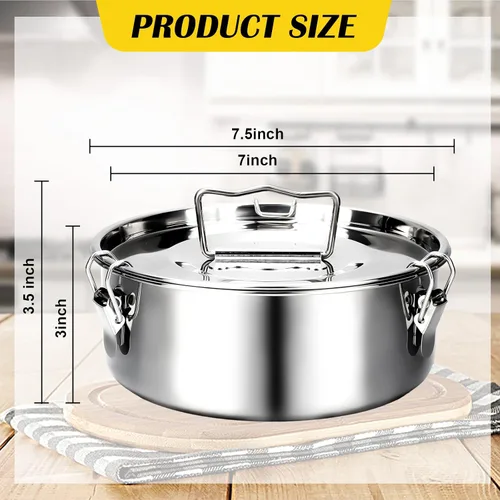 Vista 3 de Paquete de 3 moldes de flan con tapa, sartén de acero inoxidable de 1.5 cuartos de galón, compatible con olla de 6 cuartos de galón, recipiente