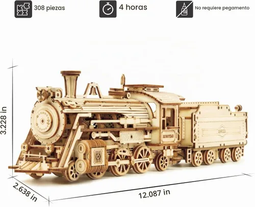 Vista 5 de ROKR Rompecabezas de madera 3D para adultos, modelo de coche mecánico, kit de vehículos de construcción de bricolaje, juguetes de rompecabezas