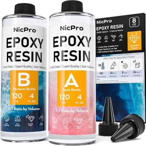 Vista 11 de Nicpro Kit de resina epoxi transparente de 1 galón, sin amarillamiento y sin burbujas, resina segura para alimentos para revestimiento y fundición