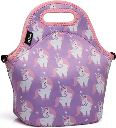 Vista 10 de Vaschy bolsa de almuerzo hermética de neopreno con correa ajustable desmontable para adultos y niños, Negro clásico, Negro clásico