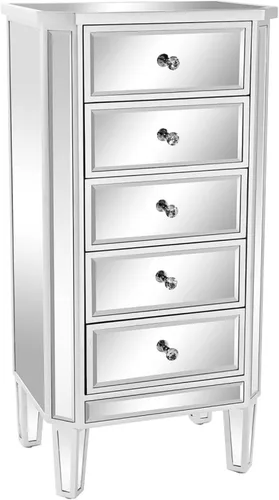 Vista 11 de VINGLI Cómoda con espejo para dormitorio con 6 cajones de almacenamiento, cómoda moderna, color plateado, 32 pulgadas de largo x 12 pulgadas