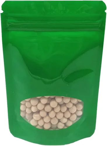 Vista 9 de 100 bolsas de Mylar de pie, bolsa de plástico para ventana para almacenamiento de alimentos, bloqueo de aluminio, bolsa de papel de aluminio