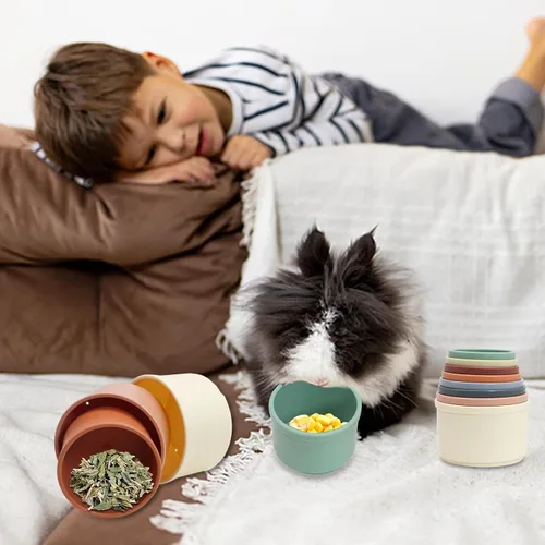 Vista 7 de 8 tazas apilables de conejillo de conejo, tazas apilables Vasos apilables para conejos coloridos juguetes reutilizables para conejos, cobayas