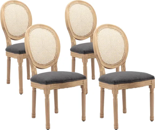 Vista 15 de LKTART Juego de 2 sillas de comedor francesas de piel sintética con botón y cabezal de clavos para sala de estar, cocina, sillas laterales ovaladas