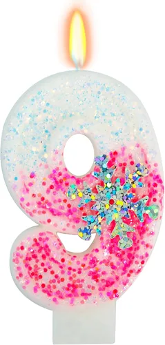Vista 15 de Velas de cumpleaños con temática de nieve, suministros de fiesta de cumpleaños de invierno, decoración de pastel número 0 de 2.76 pulgadas (número 0)