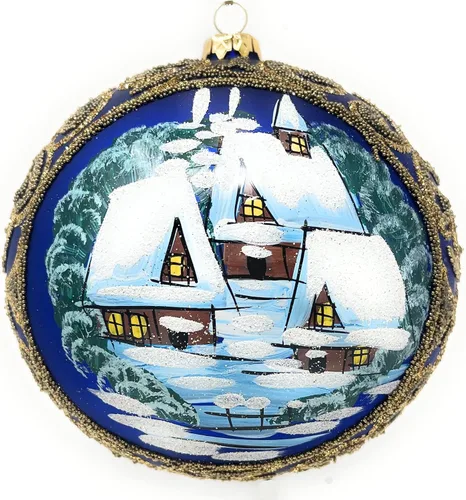 Vista 9 de Adorno de Navidad de Polish Gallery, Explosión Invernal, Bola de Vidrio Soplado (Oro, 6-pulgadas Ø/150mm)
