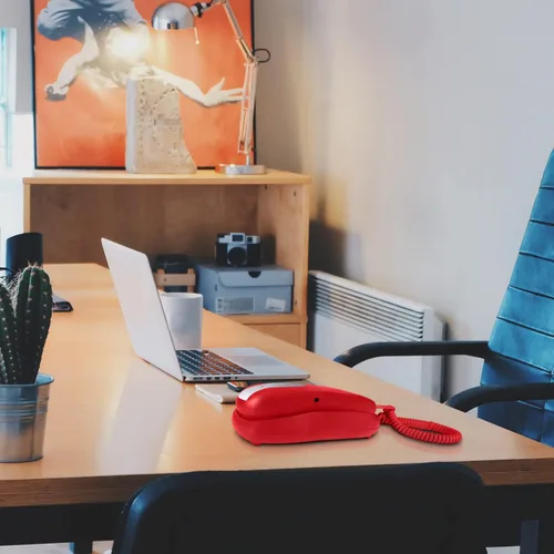 Vista 7 de Slimline teléfono para pared o computadora con memoria, Rojo