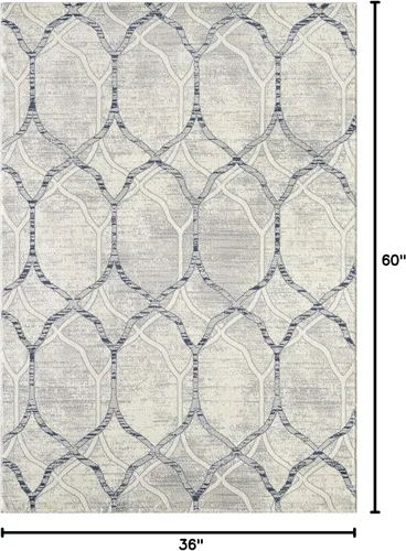 Vista 2 de Abani Alfombra moderna de 3 x 5 pies, diseño geométrico gris y azul, colección Arto