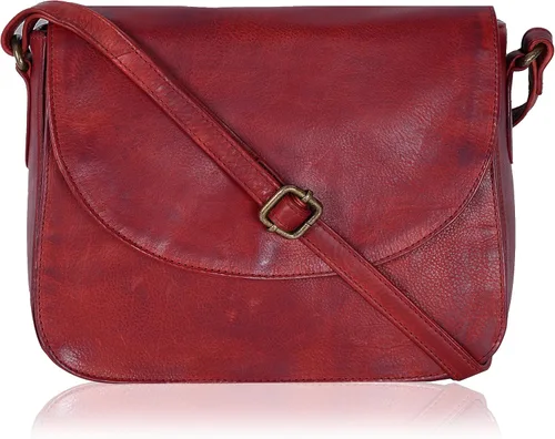 Vista 17 de Bolso bandolera de cuero genuino para mujer con correa ajustable, bolsillo para móvil y cremallera exterior e